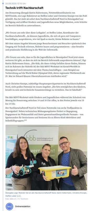 Artikel MAZ online vom 25.09.2025